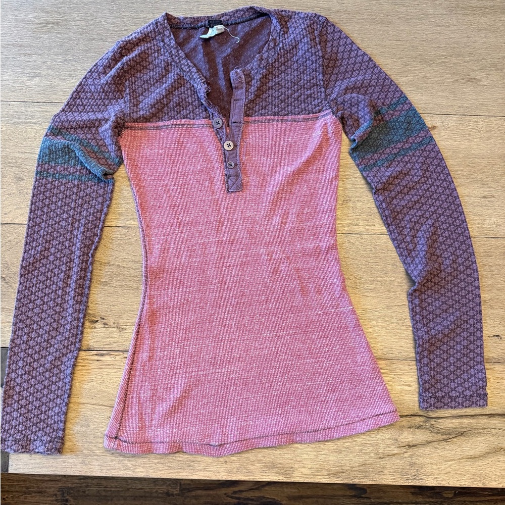We The Free Pink and Purple Long Sleeve Top